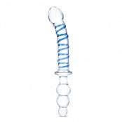 10 Inch Twister Dual-Ended Dildo - Clear/blue (glass)