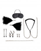 12 Pc Interchangeable Collar and Nipple Clips Set  - Black