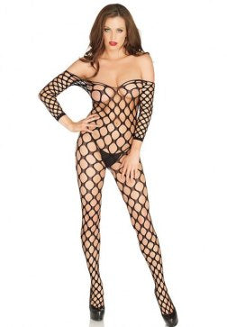 Off The Shoulder Cargo Net Bodystocking